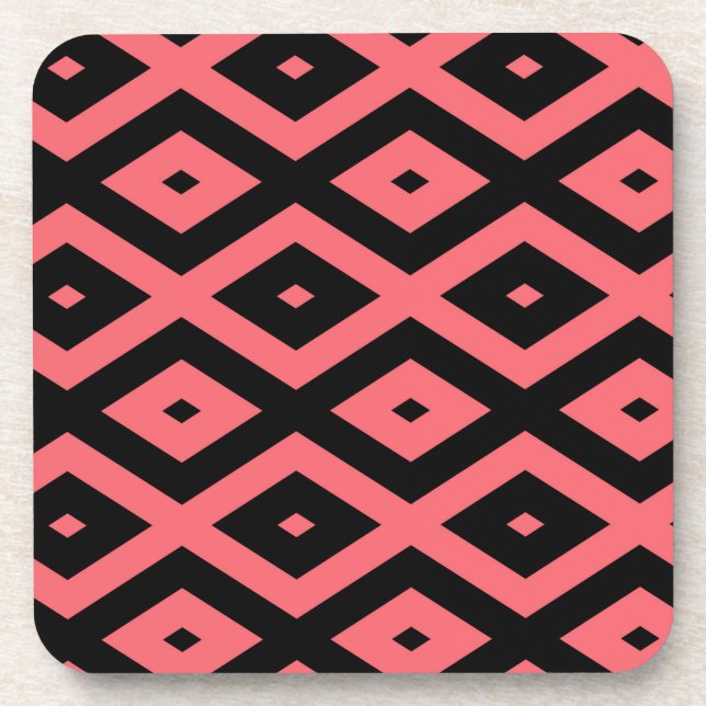 Posavasos Coral and black diamond pattern (Frente)