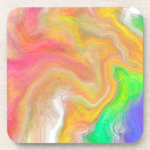 Posavasos Coral, azul, verde, rosa Abstrato de arte fluido