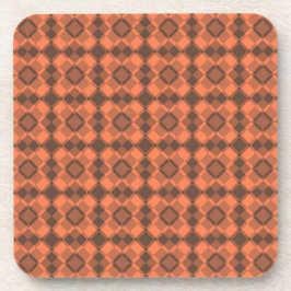 Posavasos Coral Brown Checker Argyle Pattern