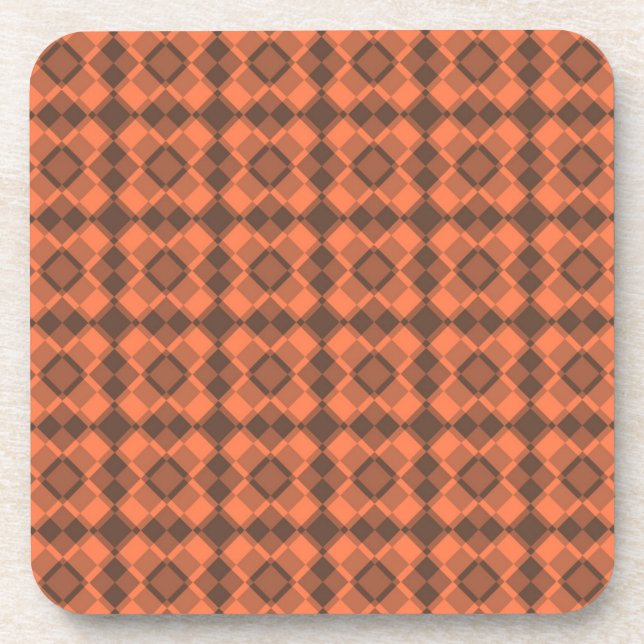 Posavasos Coral Brown Checker Argyle Pattern (Frente)