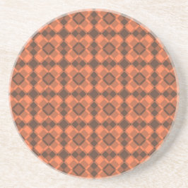 Posavasos Coral Brown Checker Argyle Pattern