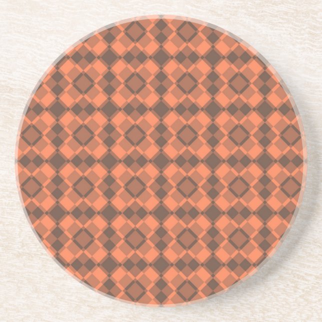Posavasos Coral Brown Checker Argyle Pattern (Frente)