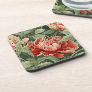 Posavasos Coral de estilo vintage y Rubor Peony Garden Patte