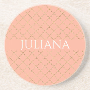 Posavasos Coral Rosa Bonito Cuatrefoil Personalizado 