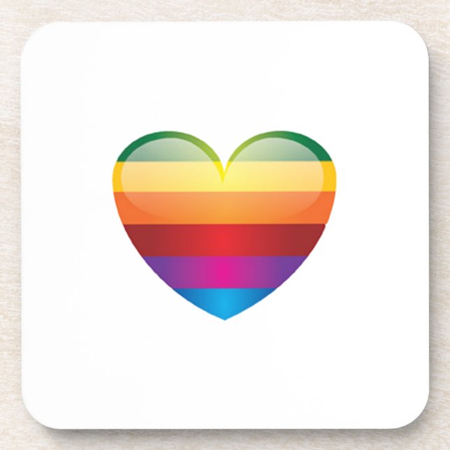 Posavasos Corazón arcoiris (Frente)