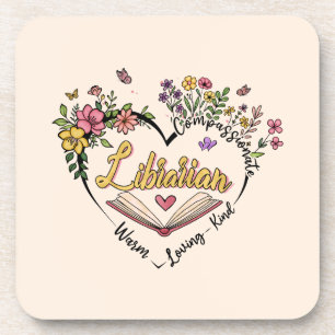 Posavasos Corazón bibliotecario floral