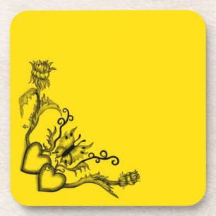 Posavasos Corazón con flor y mariposa