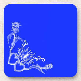 Posavasos Corazón con flor y mariposa