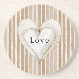 Posavasos Corazón Cremoso Romántico Rayas Marrones Amor
