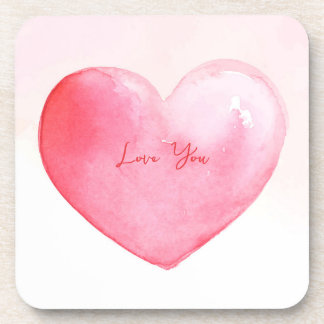 Posavasos Corazón de acuarela rosada