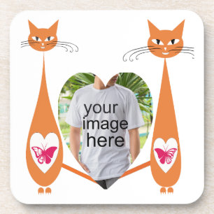 Posavasos Corazón de amor para gato editable - Diseño de tex