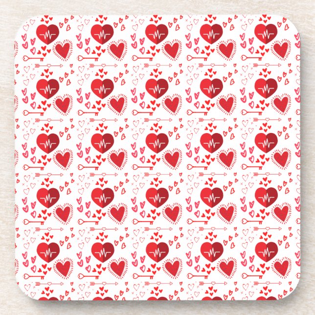 Posavasos Corazón de amor rojo (Frente)