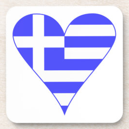 Posavasos Corazón de bandera griega funky
