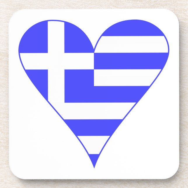 Posavasos Corazón de bandera griega funky (Frente)