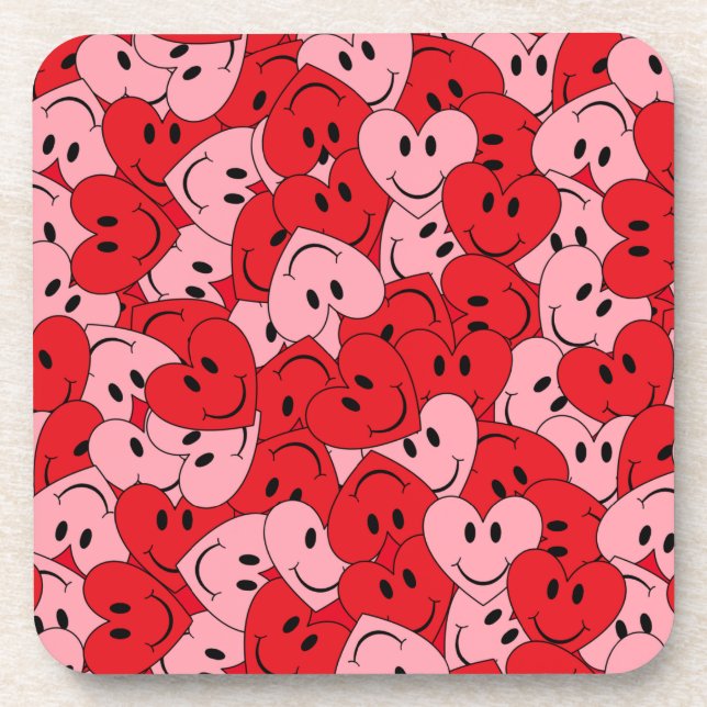 Posavasos Corazón de cara feliz (Frente)