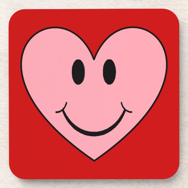 Posavasos Corazón de cara feliz (Frente)