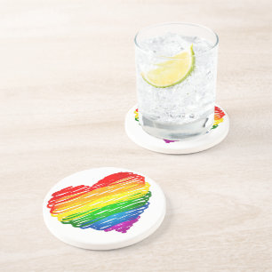 Posavasos Corazón de colores de arcoíris de SlipperyJoe gara