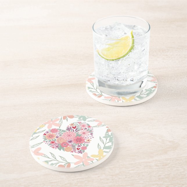 Posavasos Corazón de Flor Adorable (Lado)