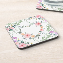 Posavasos Corazón de Flor Rosa