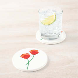 Posavasos Corazón de Flores de Adormidera Roja