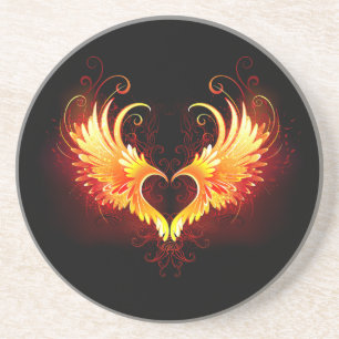 Posavasos Corazón de Fuego Ángel con Alas