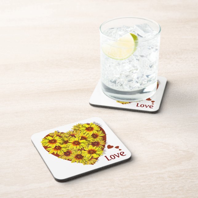 Posavasos Corazón de girasol Cojín de plástico (Lado Derecho)