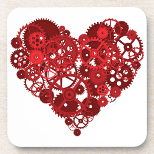 Posavasos Corazón de los engranajes rojos Steampunk