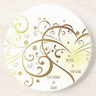 Posavasos Corazón de Oro Favor de Boda Coaster de Piedra