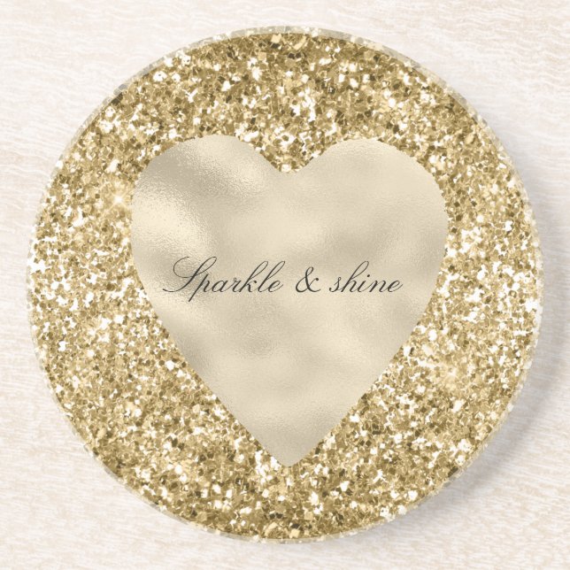 Posavasos Corazón de Oro Glitter Personalizado             (Frente)
