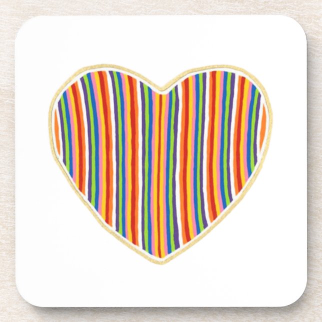 Posavasos Corazón de rayas conjunto de 6 mazas (Frente)