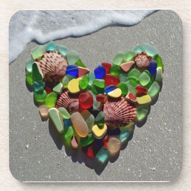 Posavasos Corazón de vidrio marino, catastro fotográfico de  (Frente)