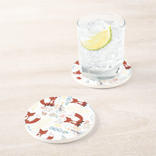 Posavasos Corazón de zorro con mano corta en rosa azul amari