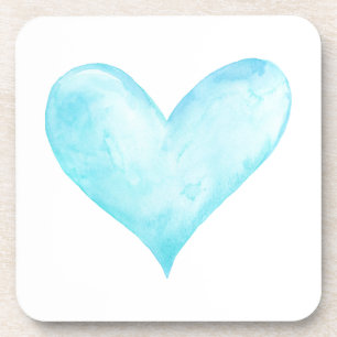 Posavasos Corazón del azul de la acuarela