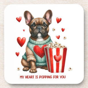 Posavasos Corazón del día de San Valentín de Bulldog Francés