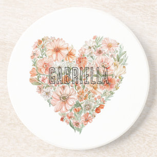 Posavasos Corazón Floral a la Menta con Melocotón Romántico