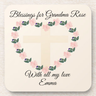 Posavasos Corazón Floral Bendición del Día de la Madre para