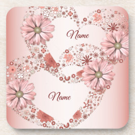 Posavasos Corazón Floral de Melocotón Fiesta Moderna