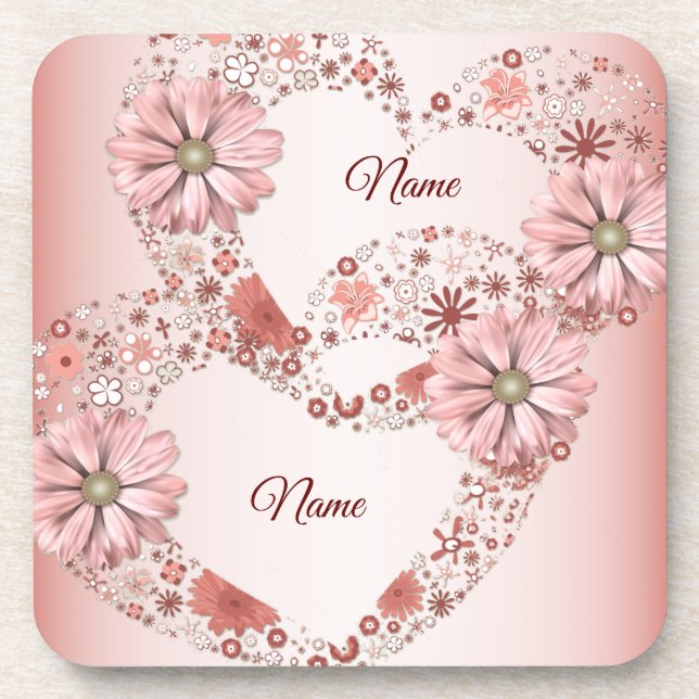 Posavasos Corazón Floral de Melocotón Fiesta Moderna (Frente)