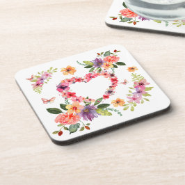 Posavasos Corazón floral y flores