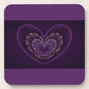 Posavasos Corazón fractal púrpura