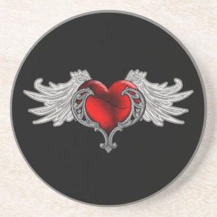 Posavasos Corazón gótico con alas ángel
