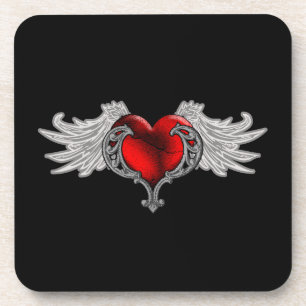 Posavasos Corazón gótico con alas ángel