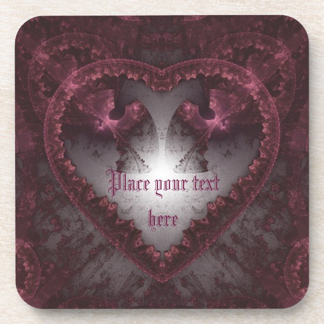 Posavasos Corazón gótico morado 001 (Frente)
