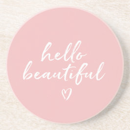 Posavasos Corazón Inspirador Rosa Blanco Hola Hermosa