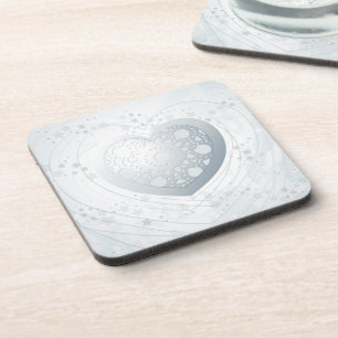 Posavasos Corazón plateado, montaña rusa de corcho