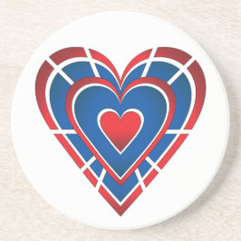 Posavasos Corazón rojo blanco y azul
