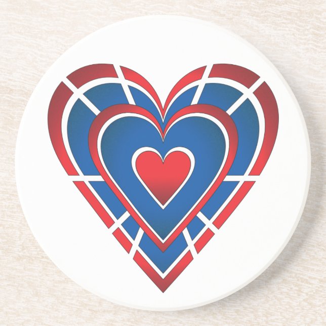 Posavasos Corazón rojo blanco y azul (Frente)