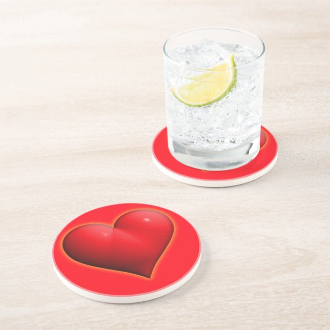 Posavasos Corazón Rojo Brillante 3-D (Lado)
