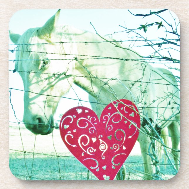 Posavasos Corazón Rojo de Caballo Blanco Valentine (Frente)