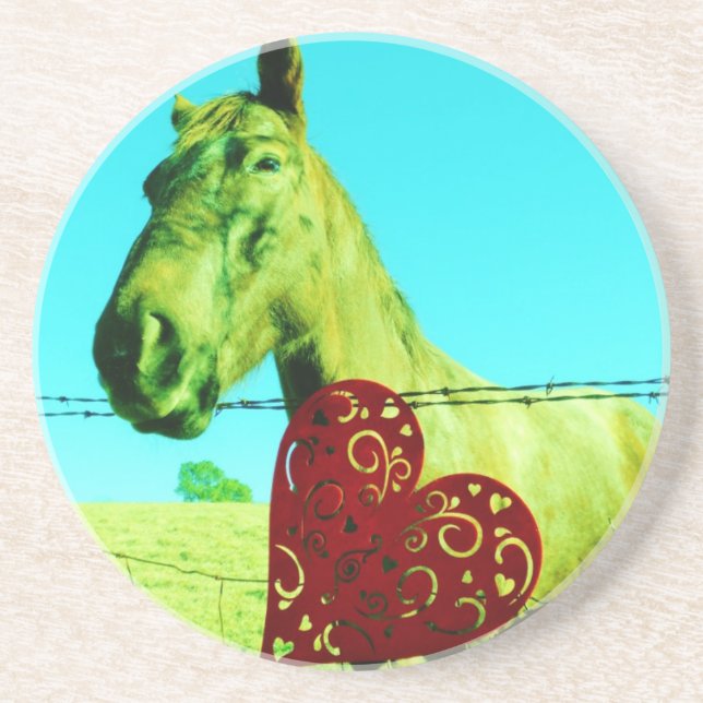 Posavasos Corazón rojo y caballo (Frente)